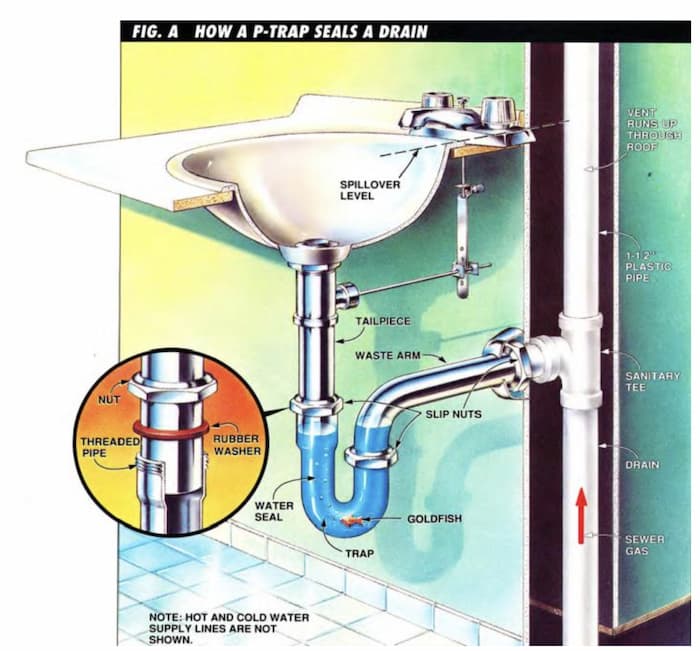 A p-trap is a part the plumbing under the sink.